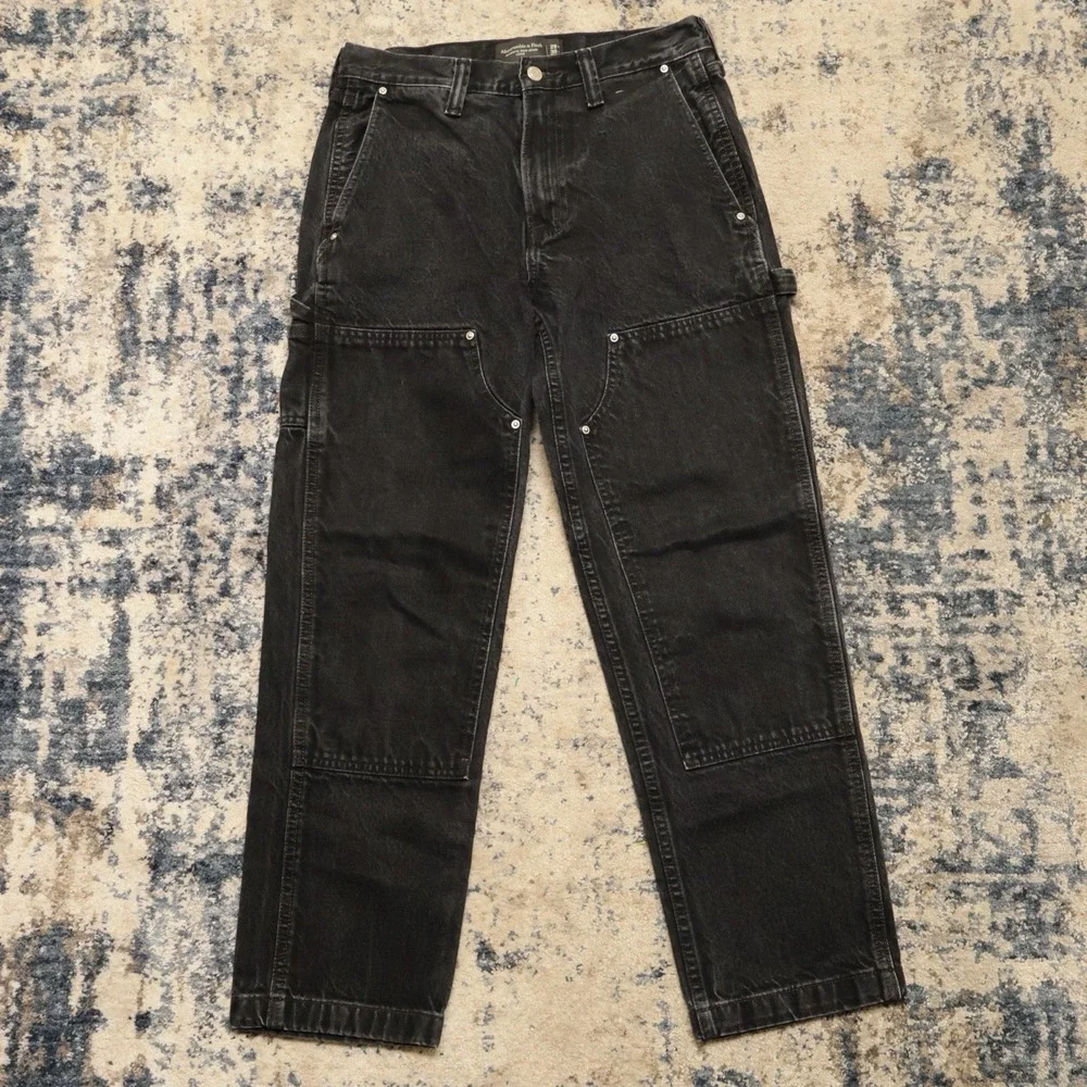 Abercrombie & And Fitch Baggy Workwear Jeans Mens 29x30 Pants Denim Double Knee